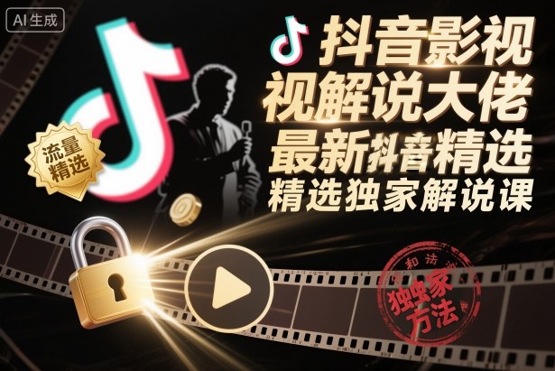 抖音影视解说大佬最新抖音进精选和独家方法,精选独家解说课-福源网