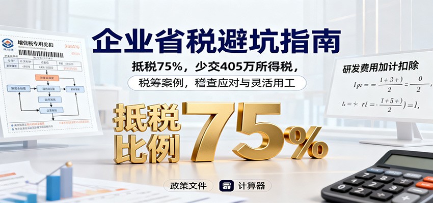 企业省税避坑指南:抵税75%,少交405万所得税,税筹案例,稽查应对与灵活用工-福源网