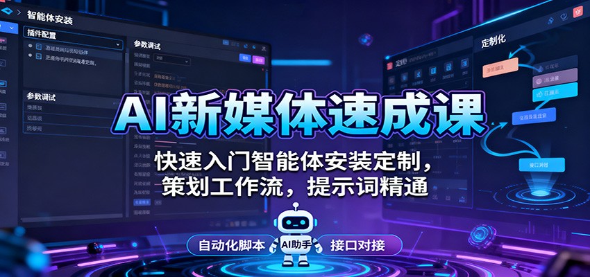 AI新媒体速成课：快速入门智能体安装定制，策划工作流，提示词精通-福源网