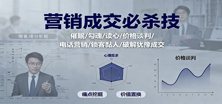 营销成交必杀技：催眠/勾魂/读心/价格谈判/电话营销/锁客黏人/破解犹豫成交-福源网