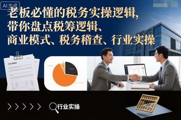 老板必懂的税务实操逻辑,带你盘点税筹逻辑、商业模式、税务稽查、行业实操-福源网