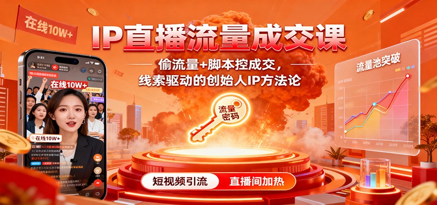 IP直播流量成交课：偷流量+脚本控成交，线索驱动的创始人IP方法论-福源网