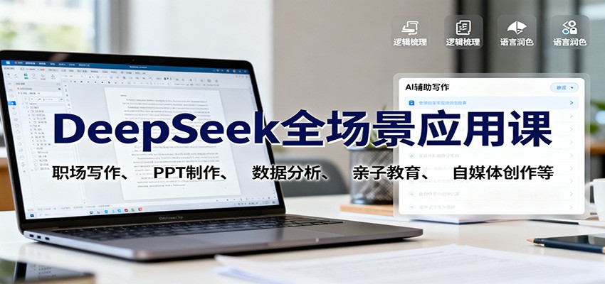 DeepSeek全场景应用课:职场写作、 PPT制作、数据分析、亲子教育、自媒体创作等-福源网