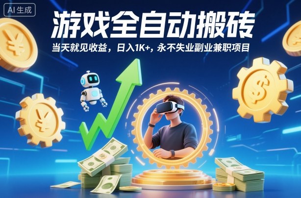 游戏全自动搬砖,当天就见收益,日入1K+,永不失业副业兼职项目【揭秘】-福源网