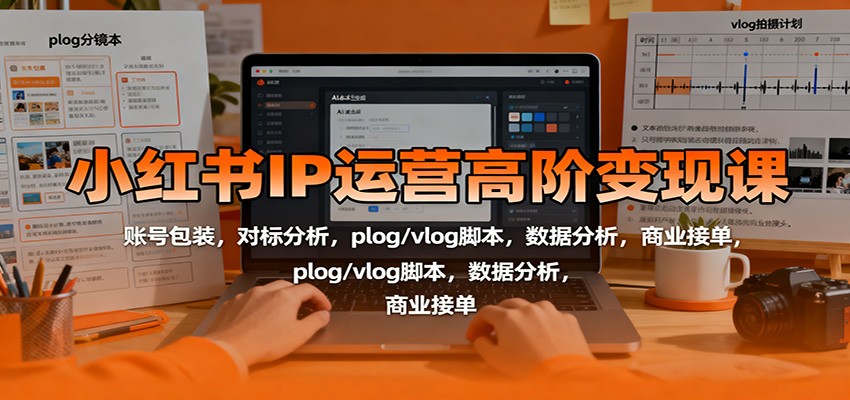 小红书IP运营高阶变现课：账号包装，对标分析，plog/vlog脚本，数据分析，商业接单-福源网