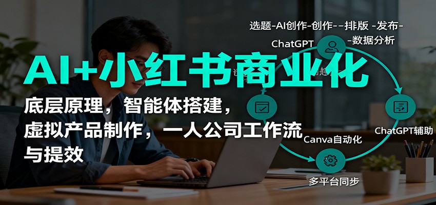 AI+小红书商业化，底层原理，智能体搭建，虚拟产品制作，一人公司工作流与提效-福源网