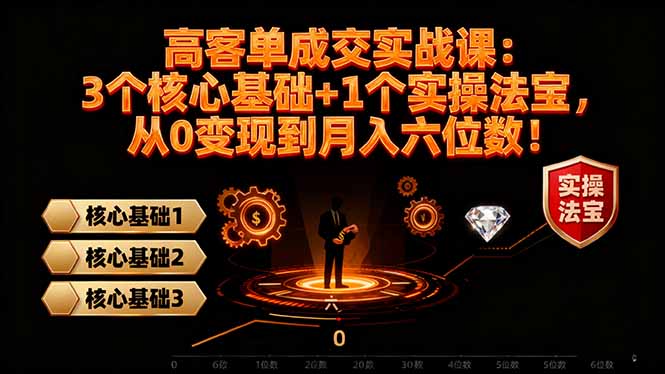高 客单成交实战课：3个核心基础+1个实操法宝，从0变现到月入六位数！-福源网