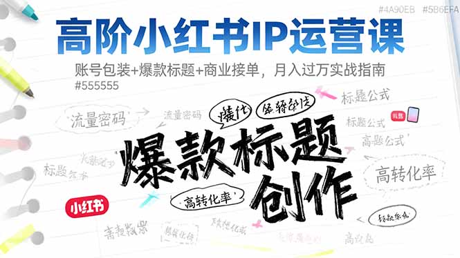 高阶小红书IP运营课：账号包装+爆款标题+商业接单，月入过万实战指南-福源网