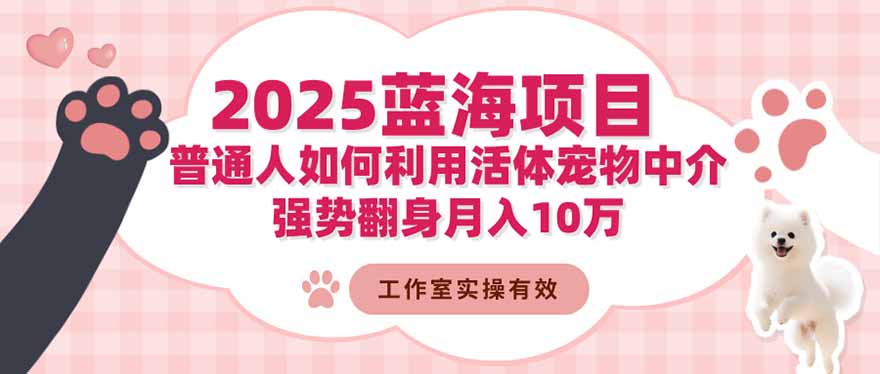 2025蓝海项目：普通人如何利用活体宠物中介，强势翻身月入10万-福源网