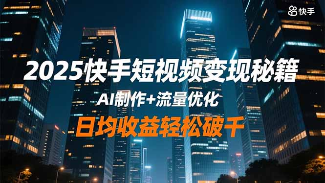 2025快手短视频变现秘籍,AI制作+流量优化,日均收益轻松破千-福源网