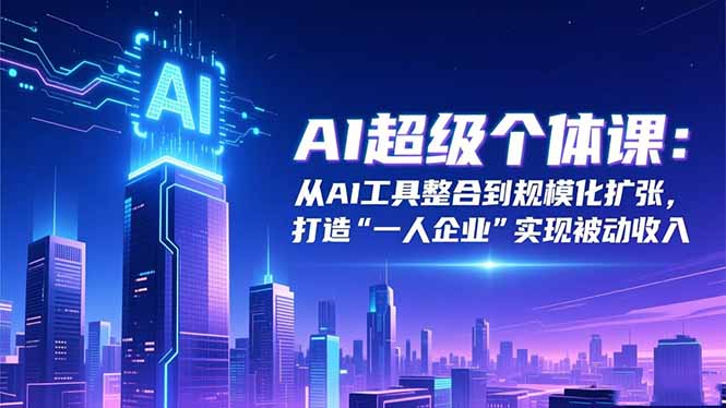 AI超级个体课：从AI工具整合到规模化扩张，打造“一人企业”实现被动收入-福源网