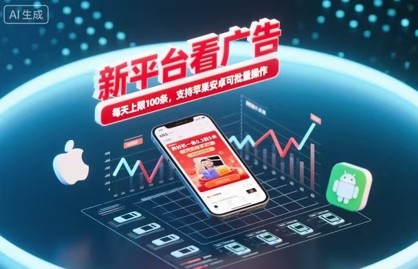 新台看广告，养好机一条5毛到5块，单机日入30到100，支持苹果安卓，可批量操作。-福源网
