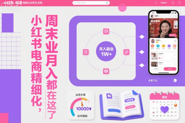 小红书电商精细化运营全流程，周末副业月入1W+，全套方法都在这了-福源网