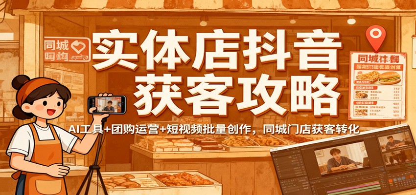 实体店抖音获客攻略：AI工具+团购运营+短视频批量创作，同城门店获客转化-福源网