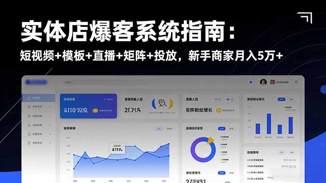 实体店爆客系统指南：短视频+模板+直播+矩阵+投放，新手商家月入5万+-福源网