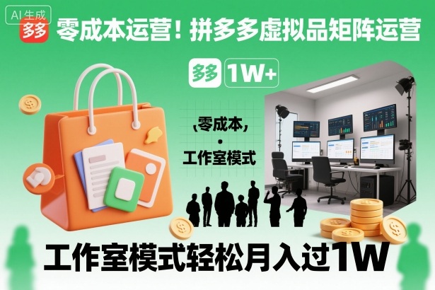 零成本运营！拼多多虚拟品矩阵运营，工作室模式轻松月入过1W-福源网