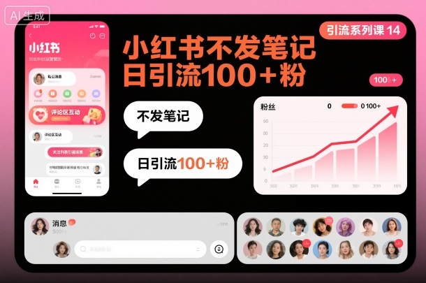 引流系列课14：小红书不发笔记日引流100+粉-福源网